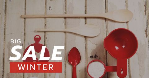 Winter Sale Advertisement with Christmas Kitchen Utensils - Download Free Stock Images Pikwizard.com