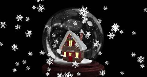Snow Covered House Inside Snow Globe Celebrates Festive Christmas Season