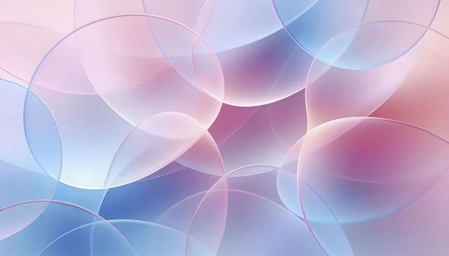 Floating translucent circles creating soft pastel glass orbs abstract gradient background