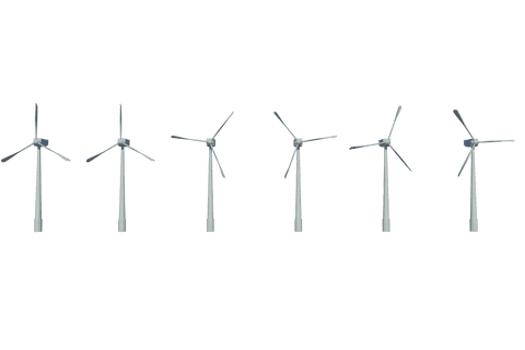 Transparent wind turbines vector for green energy designs