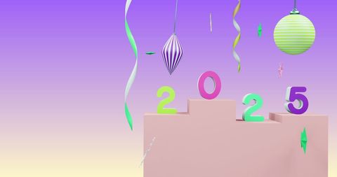 Colorful 2025 New Year Design with Festive Decorations - Download Free Stock Images Pikwizard.com