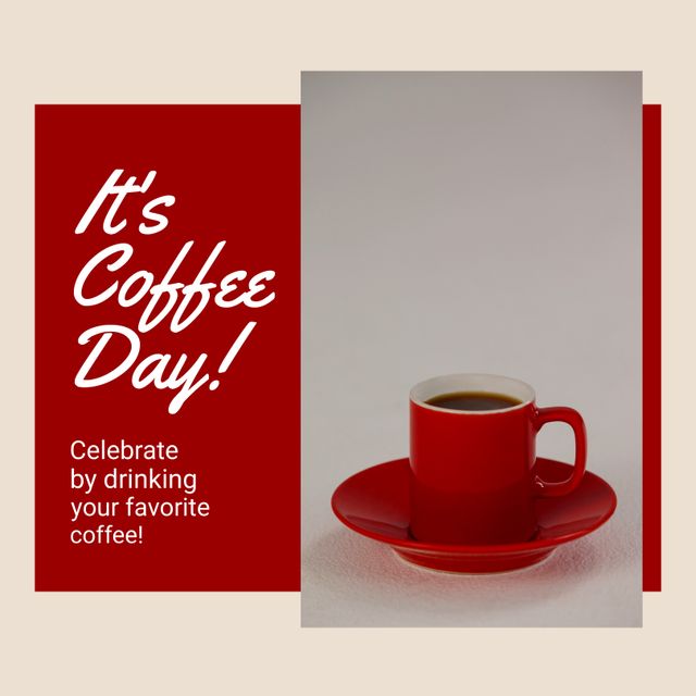 International Coffee Day Celebration with Red Cup - Download Free Stock Templates Pikwizard.com