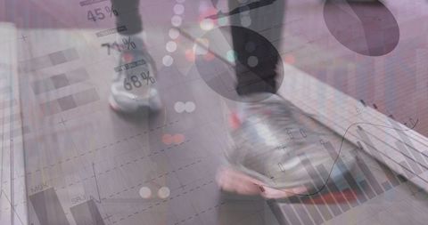 Business Analytics Overlay with Woman on Treadmill for Fitness Economy - Download Free Stock Images Pikwizard.com