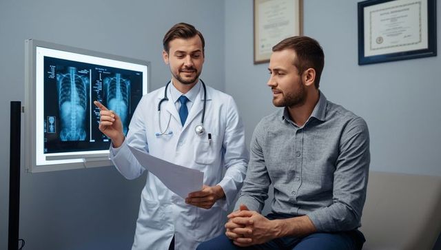 Doctor Discussing X-ray Results with Patient in Modern Clinic