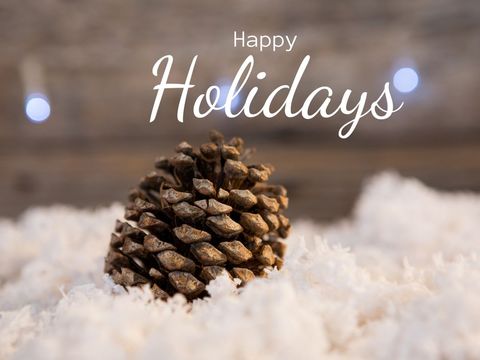 Winter pine cone with festive message