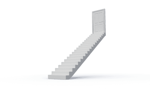 floating gray stairs leading to closed door on transparent background - Download Free Stock Videos Pikwizard.com