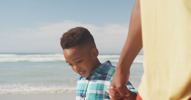 Father and Son Holding Hands Walking on Beach - Download Free Stock Images Pikwizard.com