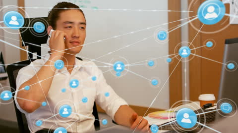 Businessman Communicating Through Virtual Global Network