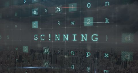 Digital Scanning Overlay on Urban Skyline, Cybersecurity Theme - Download Free Stock Images Pikwizard.com