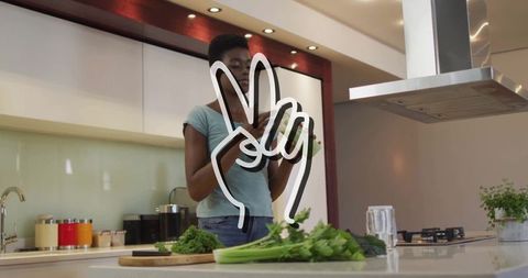 Young Woman Prepares Healthy Meal in Modern Kitchen