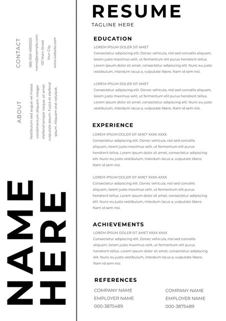 This modern and minimalist resume template features a clean and organized layout ideal for professional job seekers. The template includes sections for education, experience, achievements, and references, providing a structured and comprehensive format for presenting your qualifications. This design is suitable for professionals in various industries looking to make a strong and polished first impression on potential employers.