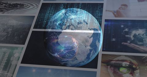 Digital Earth Overlaying Data Matrix Screens - Download Free Stock Images Pikwizard.com