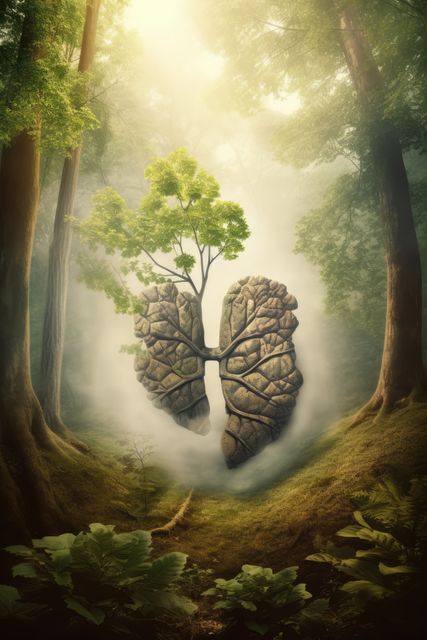 Green lungs with tree over misty forest, created using generative ai technology - Download Free Stock Photos Pikwizard.com