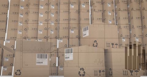Global shipping dynamics illustrated with virtual cardboard boxes