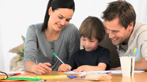 Happy Family Bonding Over Art Time at Home