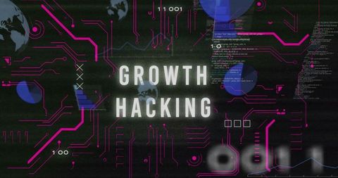 Futuristic technology dashboard highlighting growth hacking