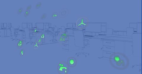 Futuristic Green Office Concept with Sustainable Icons - Download Free Stock Images Pikwizard.com