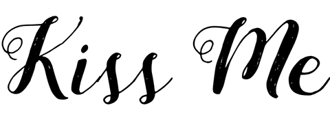 Transparent illustration of 'kiss me' text with romantic design