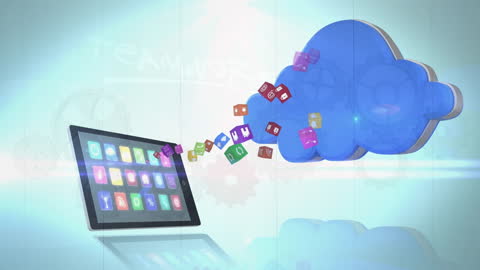 Digital Cloud Technology with Tablet Icons Concept