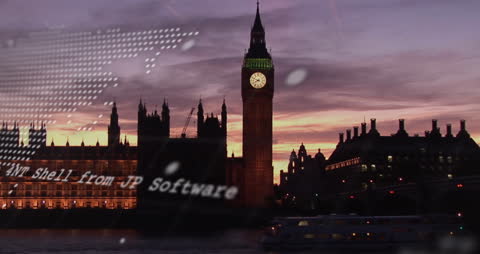 London at Dusk with Digital Overlay and Big Ben