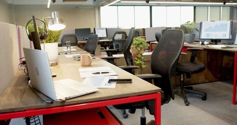 Contemporary Open Office Space with Ergonomic Furniture and Natural Light - Download Free Stock Images Pikwizard.com