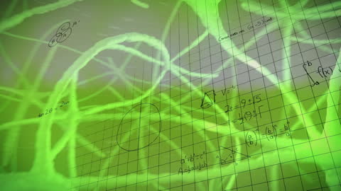 Math Equations Overlaid on Green Neuron Network Background