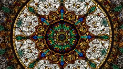 Intricate Circular Stained Glass Dome Art from Cathedral