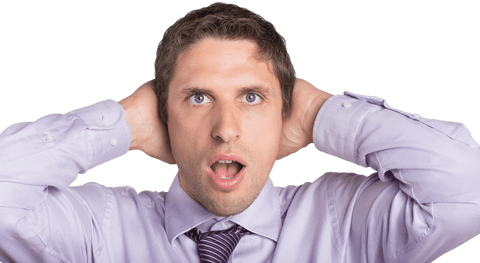 Businessman with surprised expression transparent background