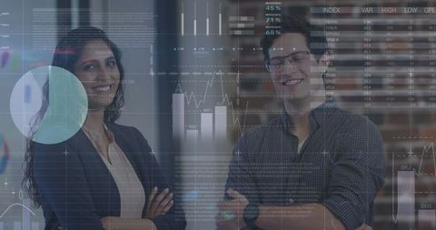 Diverse colleagues in business analytics environment