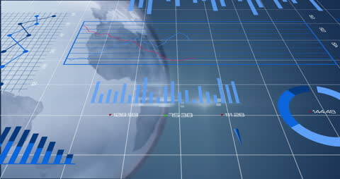 Global Financial Data Analysis Concept with Histogram and Globe Overlay