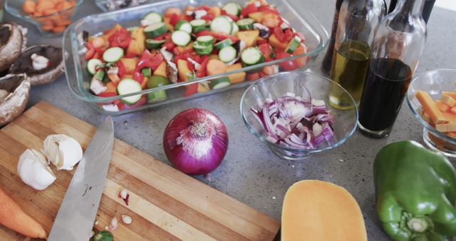 Fresh Vegetables Preparing for Cooking on Kitchen Counter - Download Free Stock Images Pikwizard.com