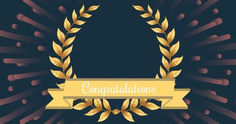 Golden laurel wreath with congratulations banner