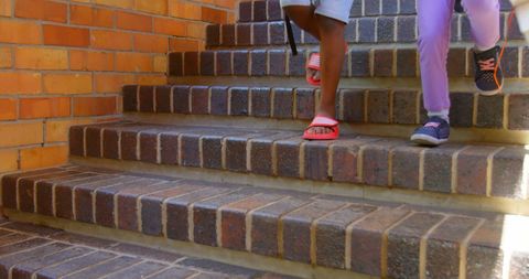 Children Descending Brick Staircase at School - Download Free Stock Images Pikwizard.com