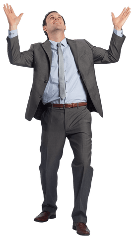 Translucent Businessman Celebrating a Victory