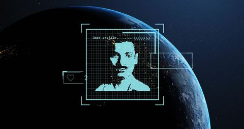 digital face recognition over earth with technology interface - Download Free Stock Images Pikwizard.com