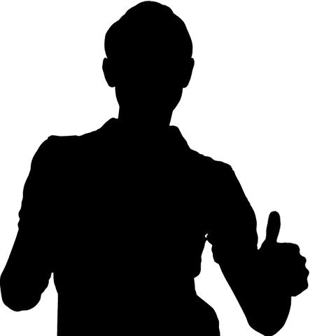 Transparent silhouette vector of woman giving thumbs up gesture