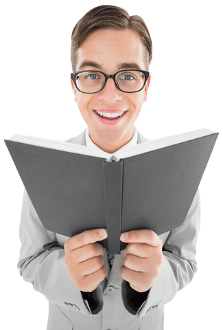 Joyful Transparent Man Holding Black Book Smiling - Download Free Stock Videos Pikwizard.com