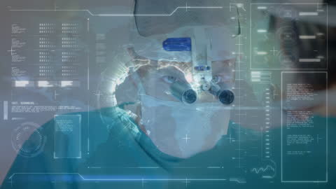 Surgeon with Digital Data Interface during Surgery Operation