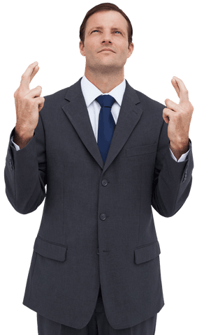hopeful businessman crossing fingers isolated on transparent background - Download Free Stock Videos Pikwizard.com