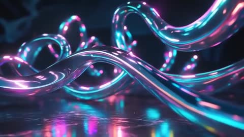Futuristic Neon Tubes with Vibrant Colors and Reflective Surface