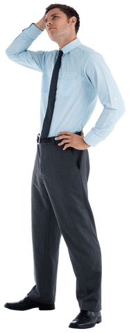 Transparent Young Businessman in Thoughtful Pose with Hand on Head - Download Free Stock Videos Pikwizard.com