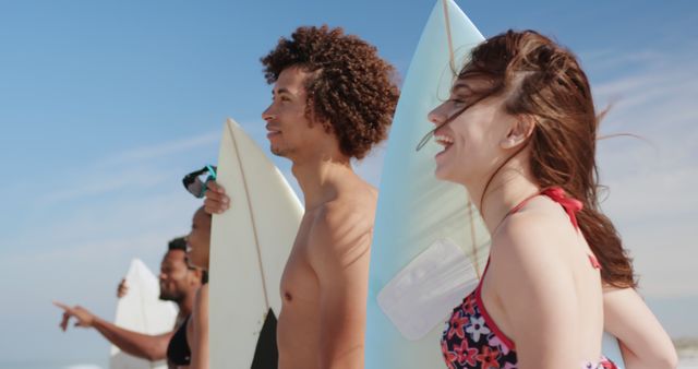 Diverse Group of Friends Enjoying Surfing at Beach - Download Free Stock Images Pikwizard.com