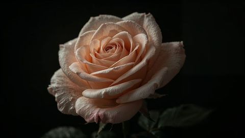 Elegant Pale Peach Rose with Soft Petals on Dark Background