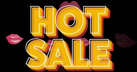 Bright Hot Sale Banner with Glossy Lips Elements