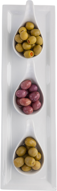 Olives in Transparent Porcelain Bowls on Long White Plate - Download Free Stock Videos Pikwizard.com