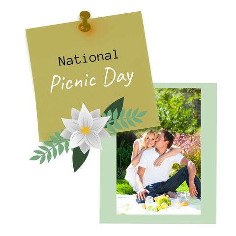 Couple enjoying national picnic day in park