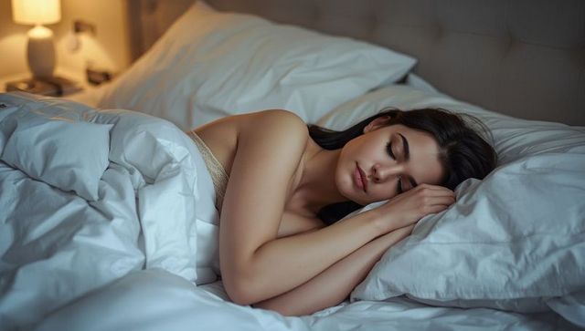 Woman Resting Comfortably in Cozy Bedroom Setting