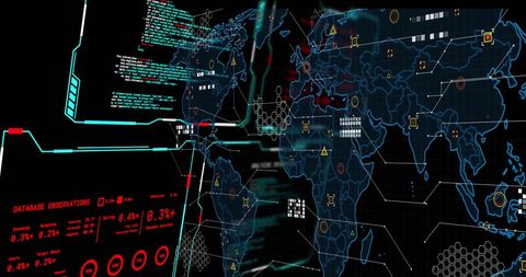 Digital Data Processing on Interface with World Map - Download Free Stock Images Pikwizard.com