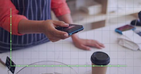 Contactless Payment with Smartphone Overlaying Digital Graphs