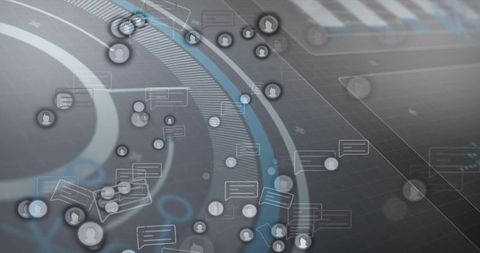 Digital network interface with user and chat icon graphics